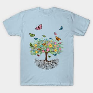 Tree of life with butterflies and flowers T-Shirt